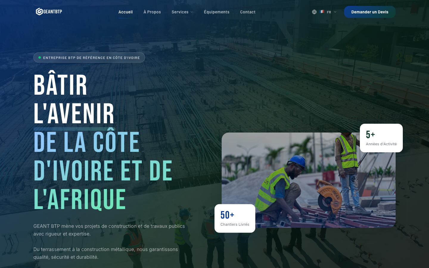 GEANT BTP construction website project screenshot